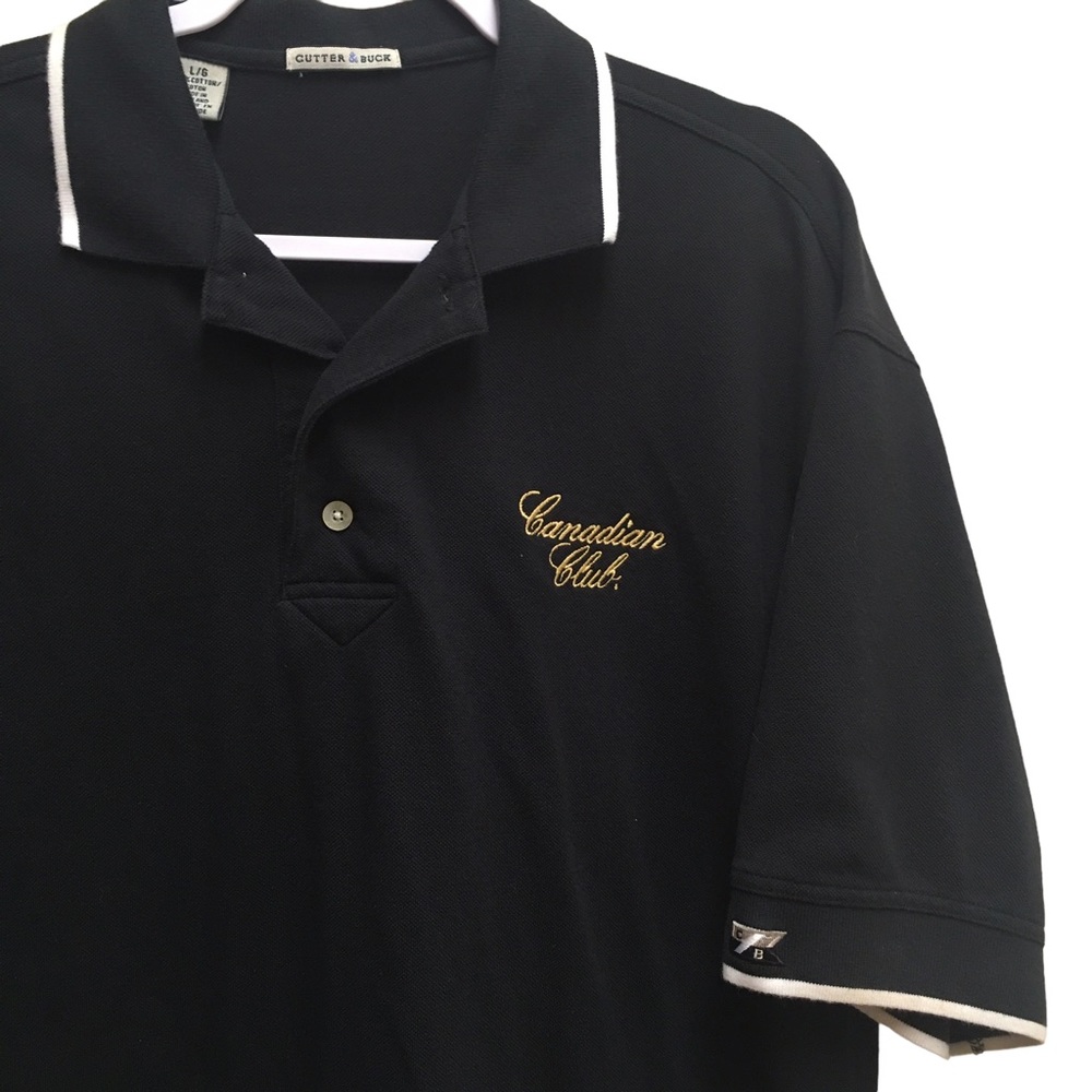 Canadian Club Men’s L Polo Golf Black Collared Pullover Cotton Cutter & Buck